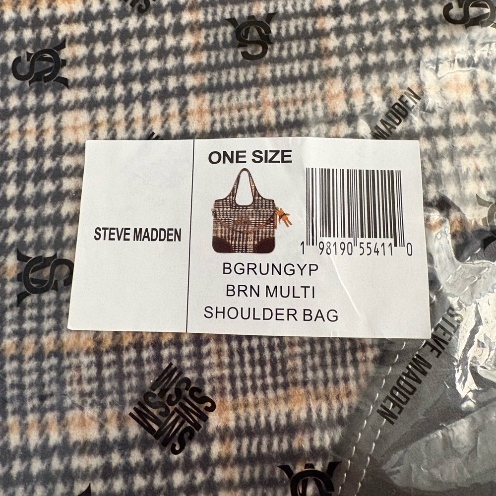 Steve Madden Plaid Grungy Tote🤎 Free Wallet. - Picture 8 of 10